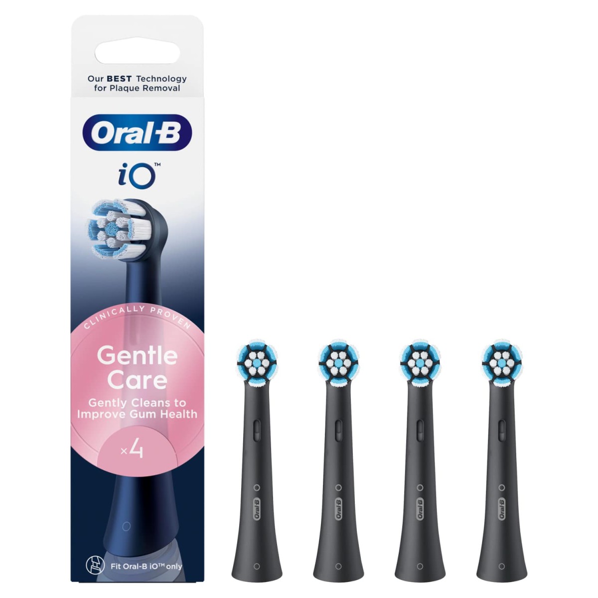 Oral-B | iO Gentle Care Black Ανταλλακτικές Κεφαλές Ηλεκτρικής Οδοντόβουρτσας | 4τεμ 