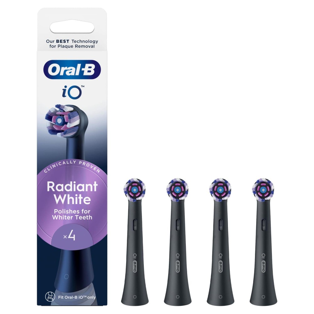 Oral-B | iO Radiant White Black Ανταλλακτικές Κεφαλές Ηλεκτρικής Οδοντόβουρτσας | 4τεμ