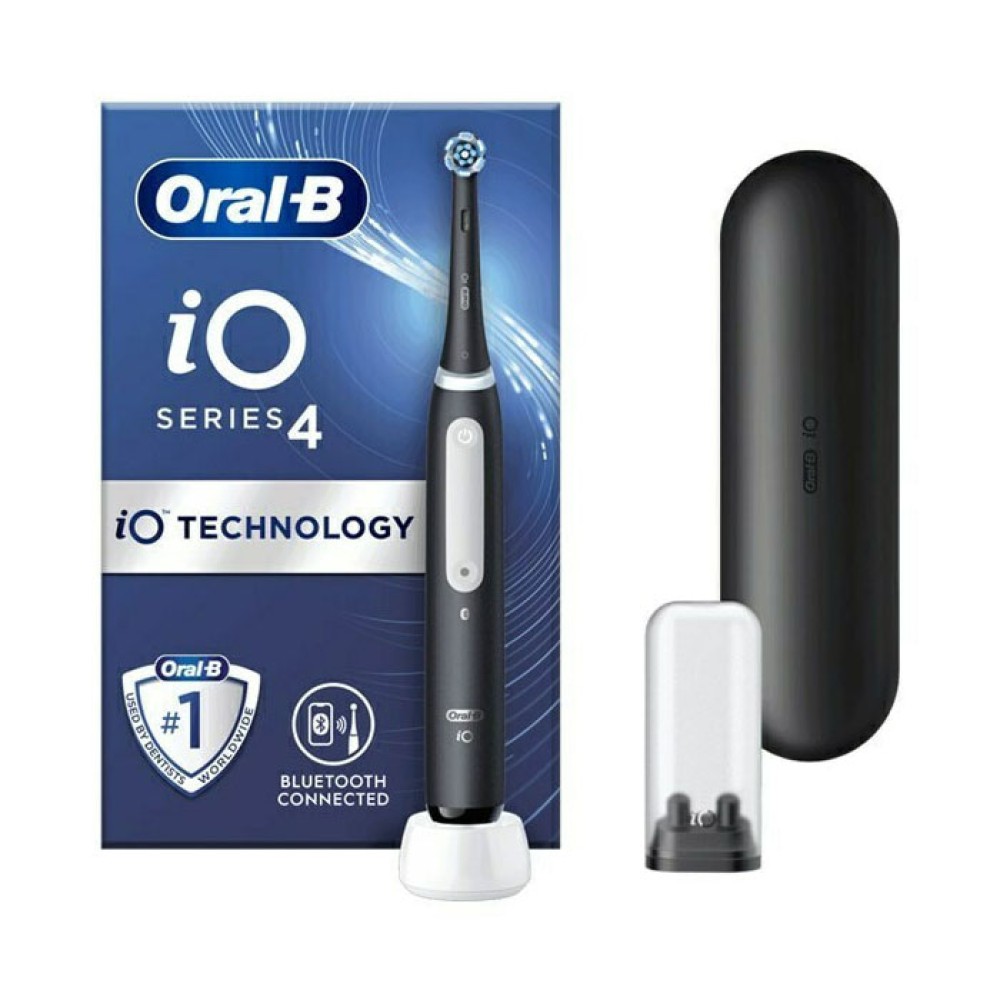 Oral-B | iO Series 4 |Ηλεκτρική Οδοντόβουρτσα με Χρονομετρητή, Αισθητήρα Πίεσης και Θήκη Ταξιδίου | Black