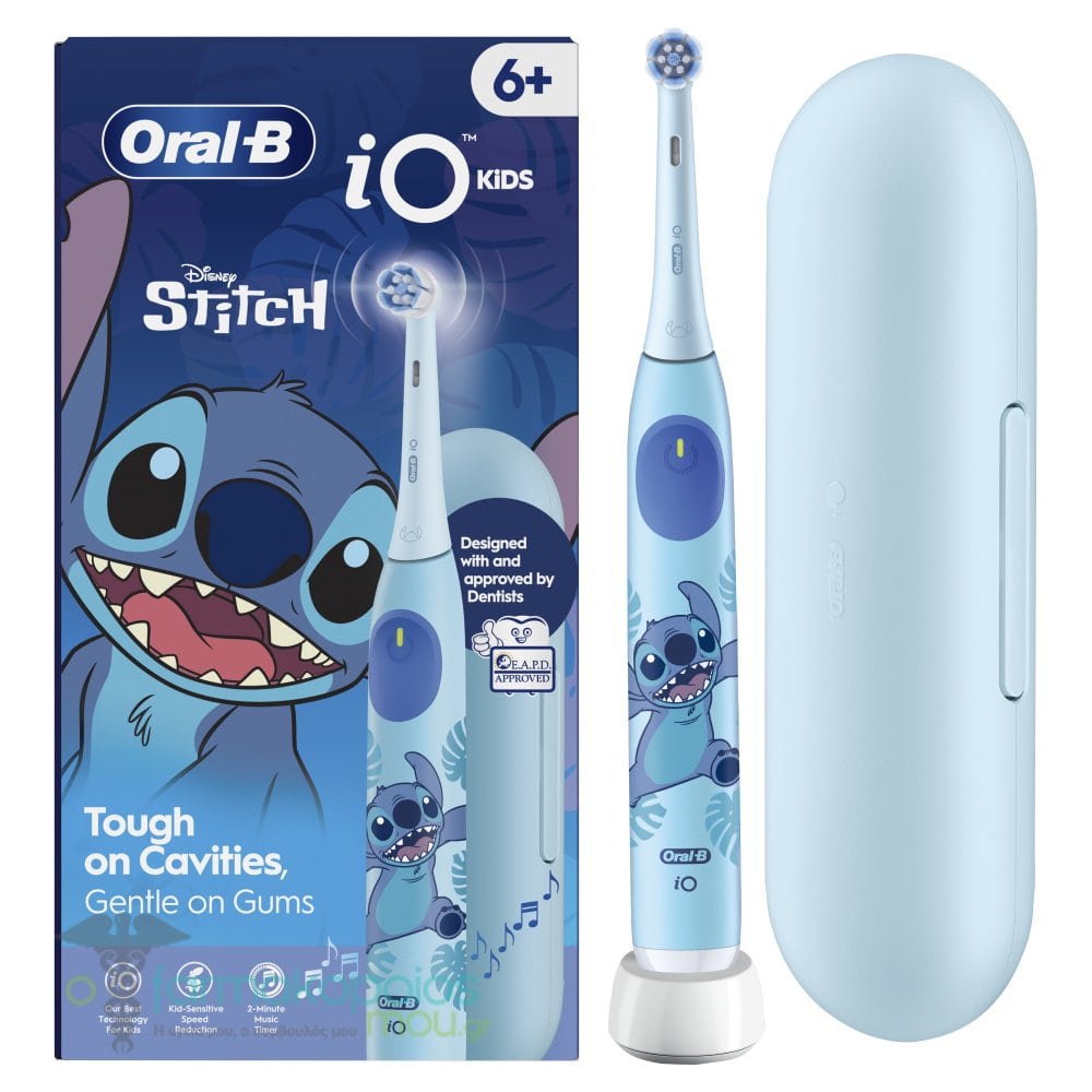 Oral-B | Kids iO Disney Stitch Επαναφορτιζόμενη Ηλεκτρική Οδοντόβουρτσα Για Παιδιά 6+ & Θήκη Ταξιδίου | 1σετ
