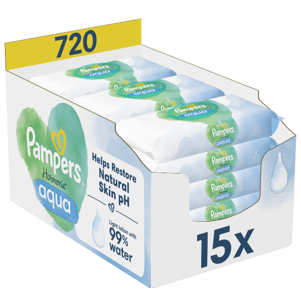 Pampers | Harmonie Aqua Μωρομάντηλα | 15x48τεμ
