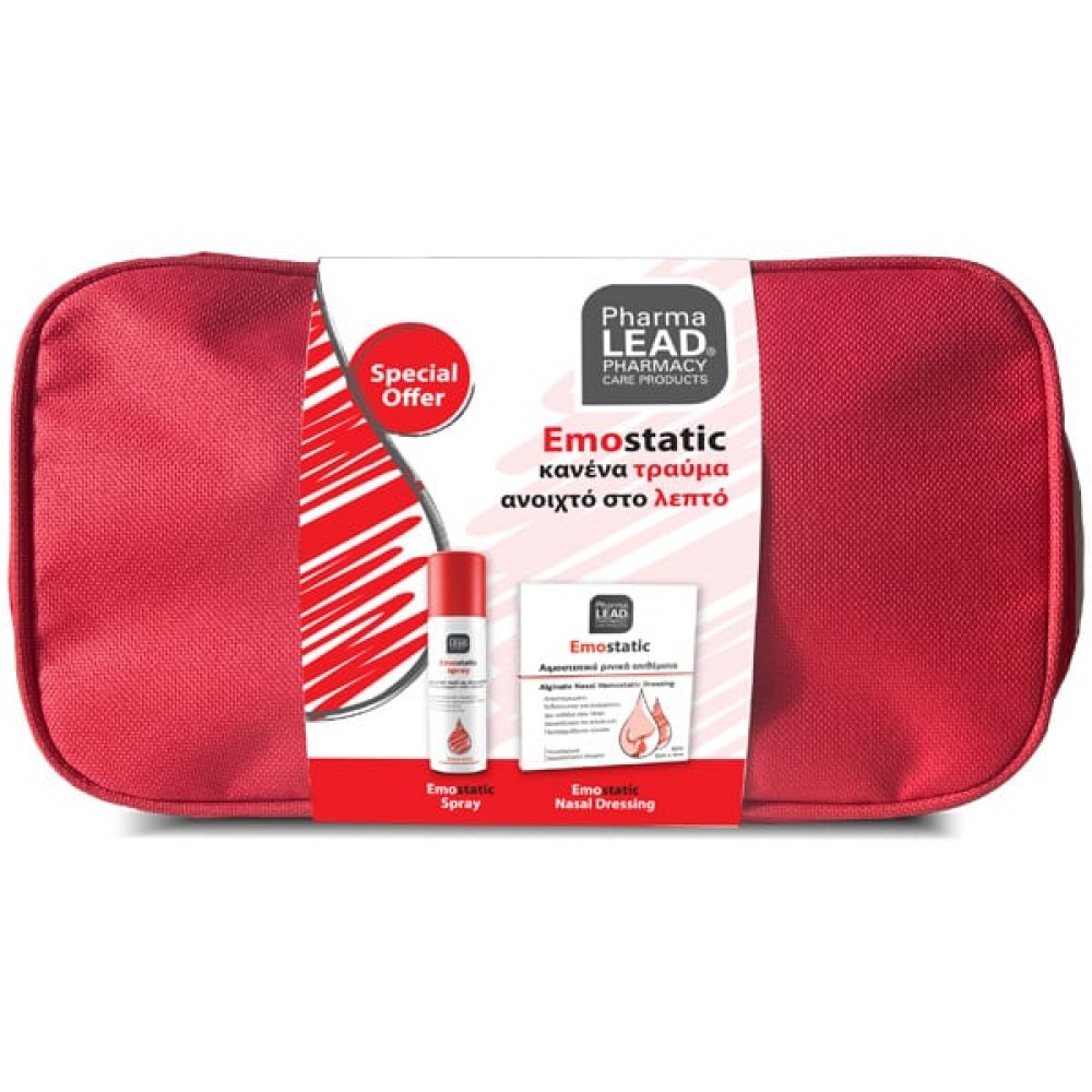 Pharmalead | Emostatic Duo First Aid Kit με Αιμοστατικό Σπρέι, 60ml, Αιμοστατικά Ρινικά Επιθέματα, 2τεμ & Δώρο Νεσεσέρ | 1σετ