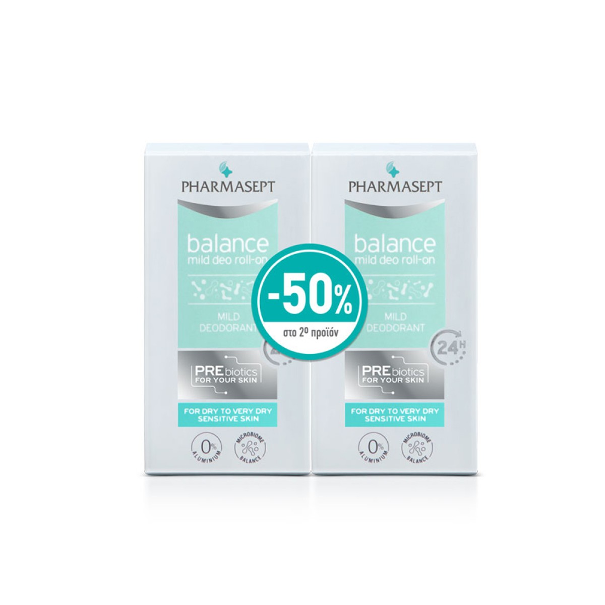 Pharmasept | Promo (-50% στο 2ο προϊόν) Balance Mild Deo Roll-On Απαλό Αποσμητικό για Ευαίσθητες Επιδερμίδες | 2x50ml