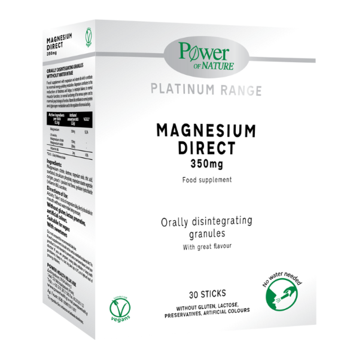 Power Health | Magnesium Direct 350mg |Μαγνήσιο σε Κρυστάλλους που Λιώνουν στο Στόμα | 30 φακελάκια