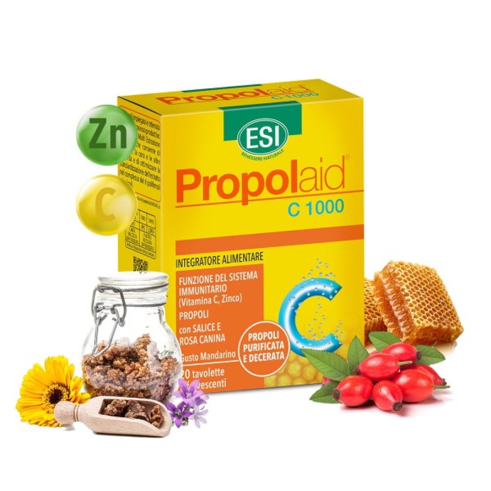 Esi | Propolaid Propol C 1000 | Συμπλήρωμα Διατροφής με Πρόπολη, Ψευδάργυρο & Βιταμίνη C | 20 αναβράζουσες ταμπλέτες