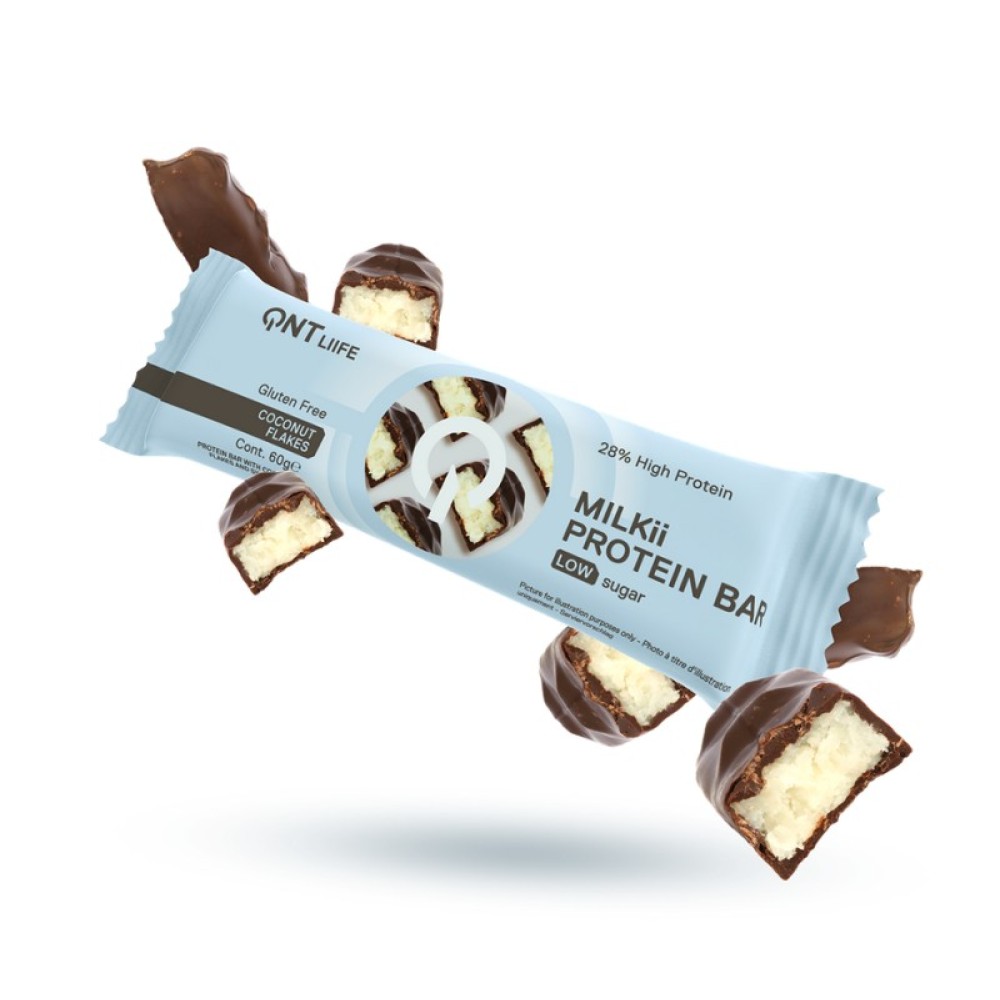QNT | Milkii Protein Bar 29% Μπάρα Πρωτεΐνης Γάλακτος με Γεύση Chocolate & Coconut Flakes | 60gr 