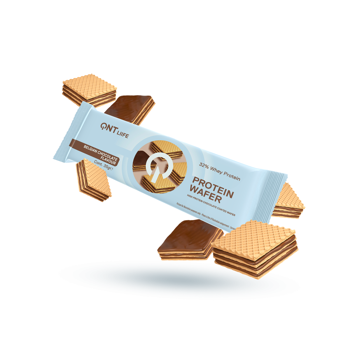 QNT | 32% Whey Protein Wafer Bar Belgian Chocolate | 35gr  QNT | 32% Whey Protein Wafer Bar Belgian Chocolate | 35gr