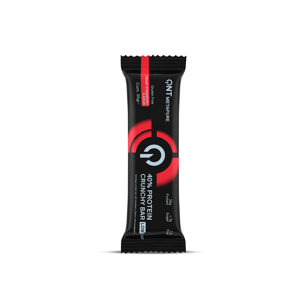 QNT | 40% Protein Crunchy Bar Creamy Strawberry Μπάρα Πρωτεΐνης Με Γεύση Φράουλα | 65gr QNT | 40% Protein Crunchy Bar Creamy Strawberry Μπάρα Πρωτεΐνης Με Γεύση Φράουλα | 65gr