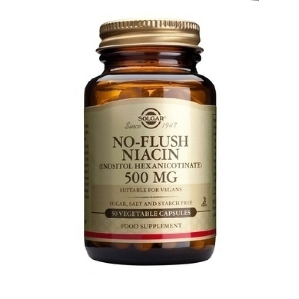 Solgar | No-Flush Niacin 500mg Νιασίνη (Βιταμίνη Β3) | 50caps