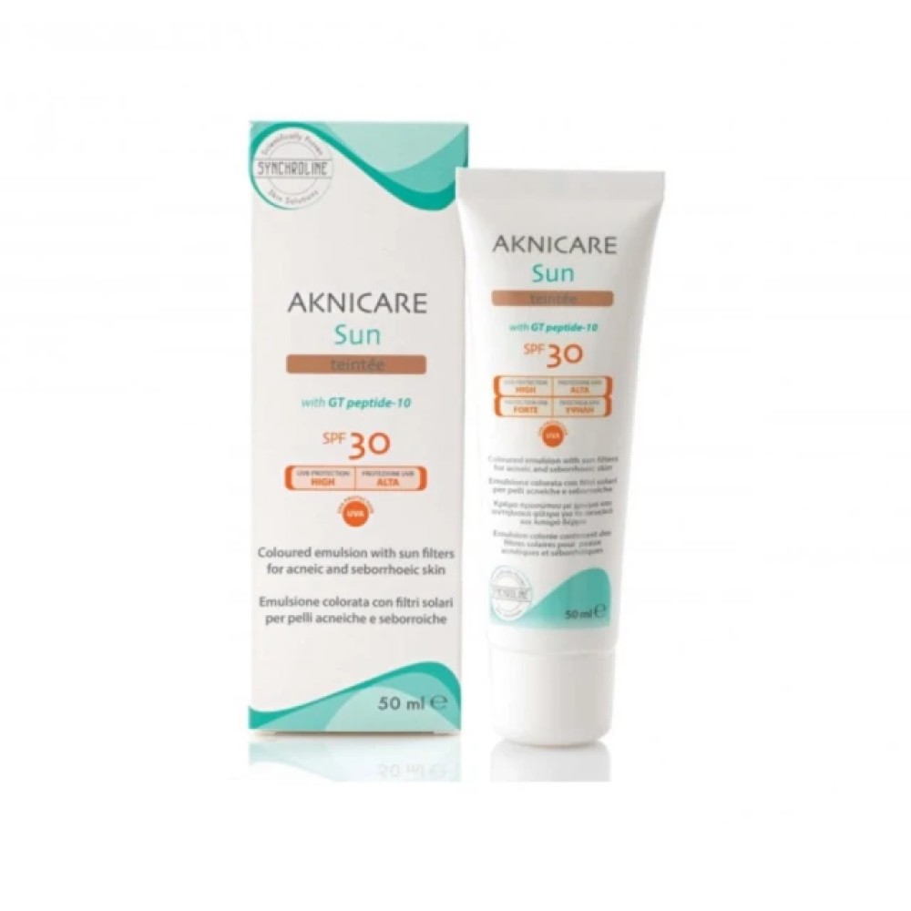 Synchroline | Aknicare Sun Teintee  SPF30 Αντηλιακή Κρέμα Προσώπου με Χρώμα | 50ml