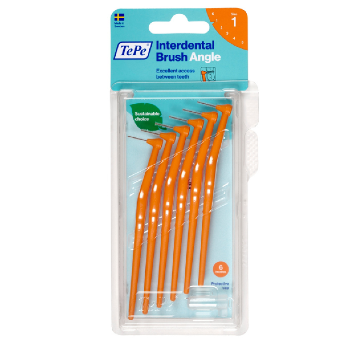 TePe | Interdental Brush Angle Μεσοδόντιο Βουρτσάκι No.1 Πορτοκαλί 0.45mm | 6τεμ 