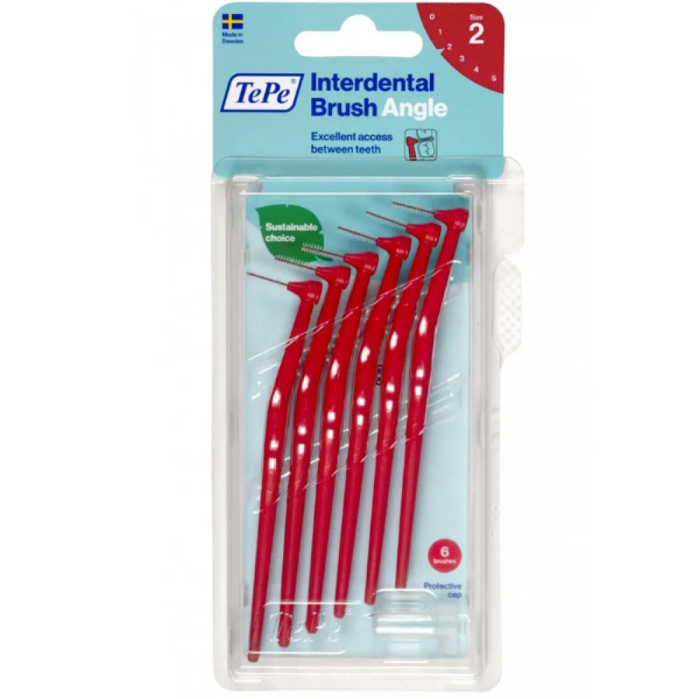 TePe | Interdental Brush Angle Μεσοδόντιο Βουρτσάκι No.2 Κόκκινο 0.5mm | 6τμχ 