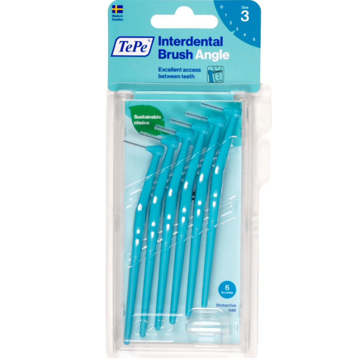 TePe | International Brush Angle Μεσοδόντιο Βουρτσάκι No.3 Μπλέ 0.6mm | 6τμχ