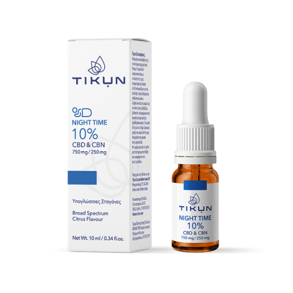 Tikun | Night Time 5% | Έλαιο Κάνναβης σε Υπογλώσσιες Σταγόνες με 5% CBD με Γεύση Κίτρο |10ml