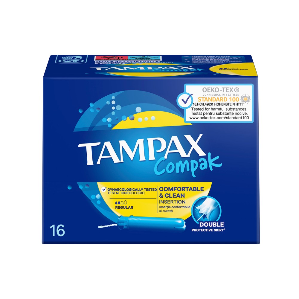 Tampax | Compak Regular Ταμπόν Με Απλικατέρ | 16τμχ 