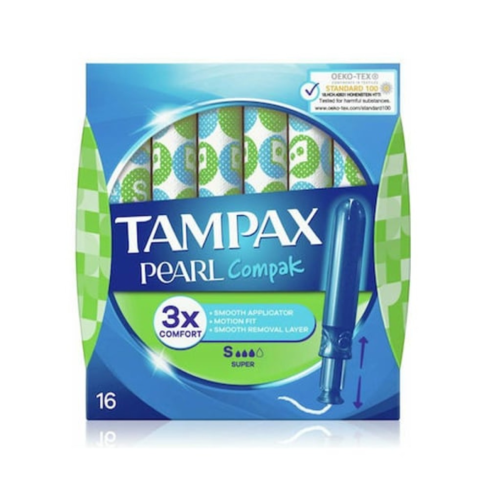 Tampax | Compak Pearl Super με Απλικατέρ για Προστασία & Διακριτικότητα | 16τεμ 