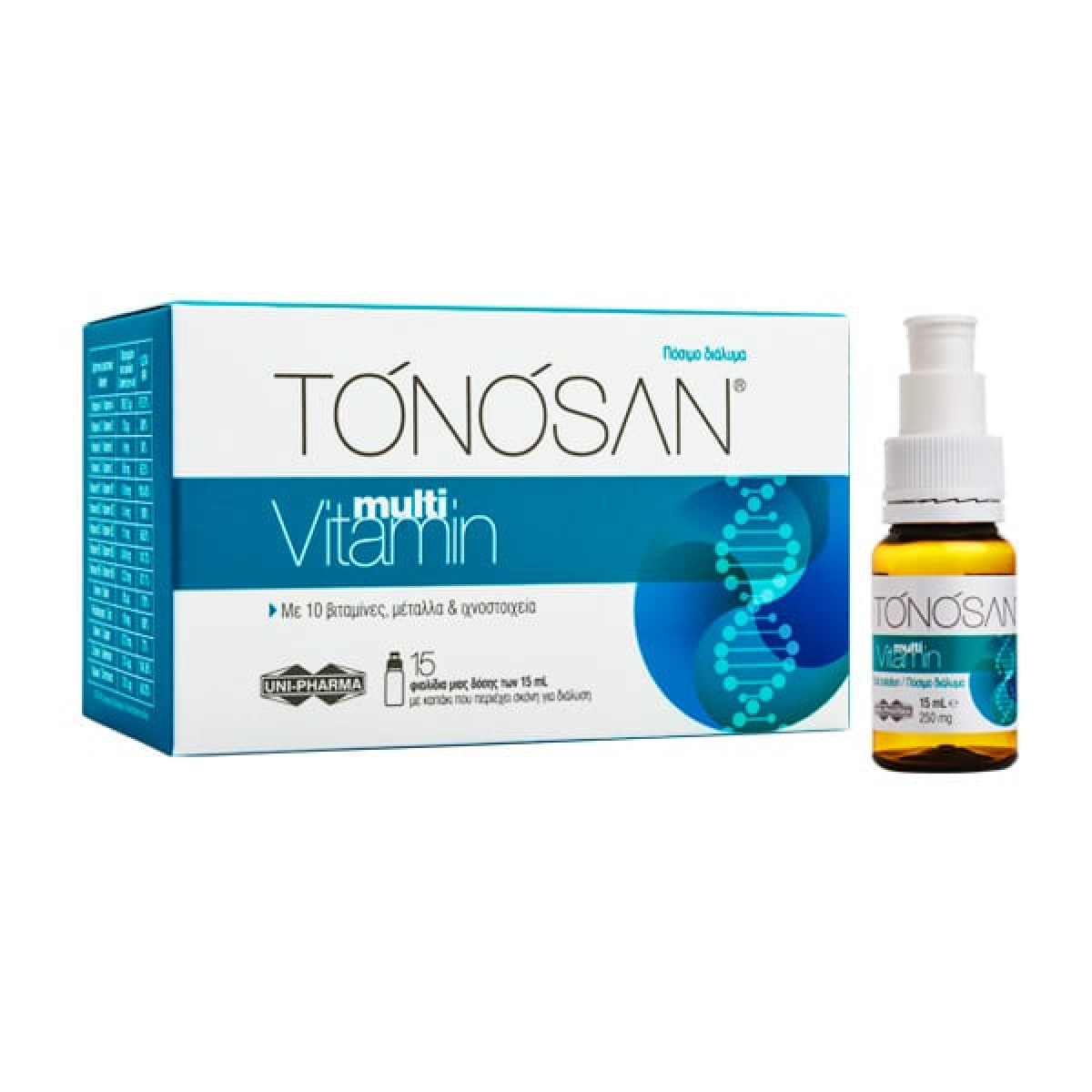 Tonosan | Multivitamin | Συμπλήρωμα Διατροφής Για Την Eνέργεια και Τόνωση Για Όλη Την Οικογένεια  | 15x15ml