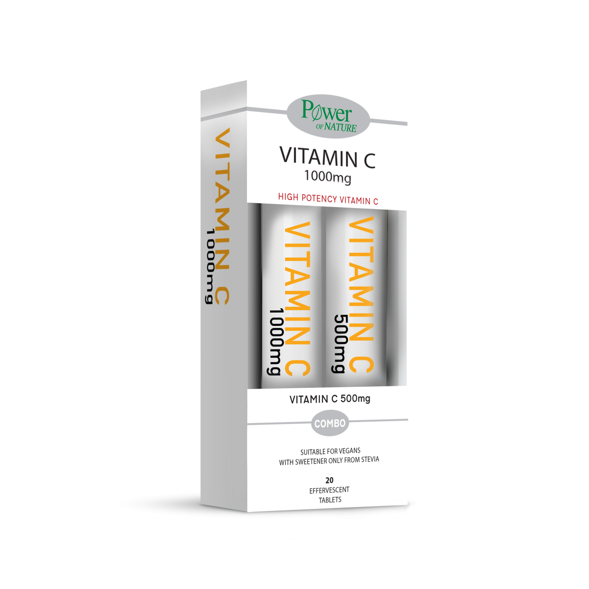 Power Health | Vit. C 1000mg  20 Αναβράζοντα Δισκία & ΔΩΡΟ Vit. C 500mg 20 Αναβράζοντα Δισκία με Στέβια