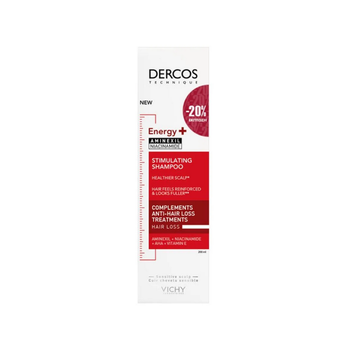 Vichy | Dercos Energy+ Aminexil Niacinamide Stimulating Shampoo Δυναμωτικό Σαμπουάν Κατά της Τριχόπτωσης | 200ml