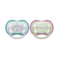 Avent | Πιπίλες Σιλικόνης Νυκτός Air για 0-6 μηνών Star/Bird Green/Mint | 2τμχ