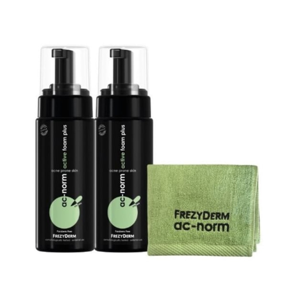 Frezyderm | Set Ac-Norm Active Foam Plus 2X150ml |  Δώρο αντιβακτηριδιακή Πετσέτα Προσώπου 1τμχ