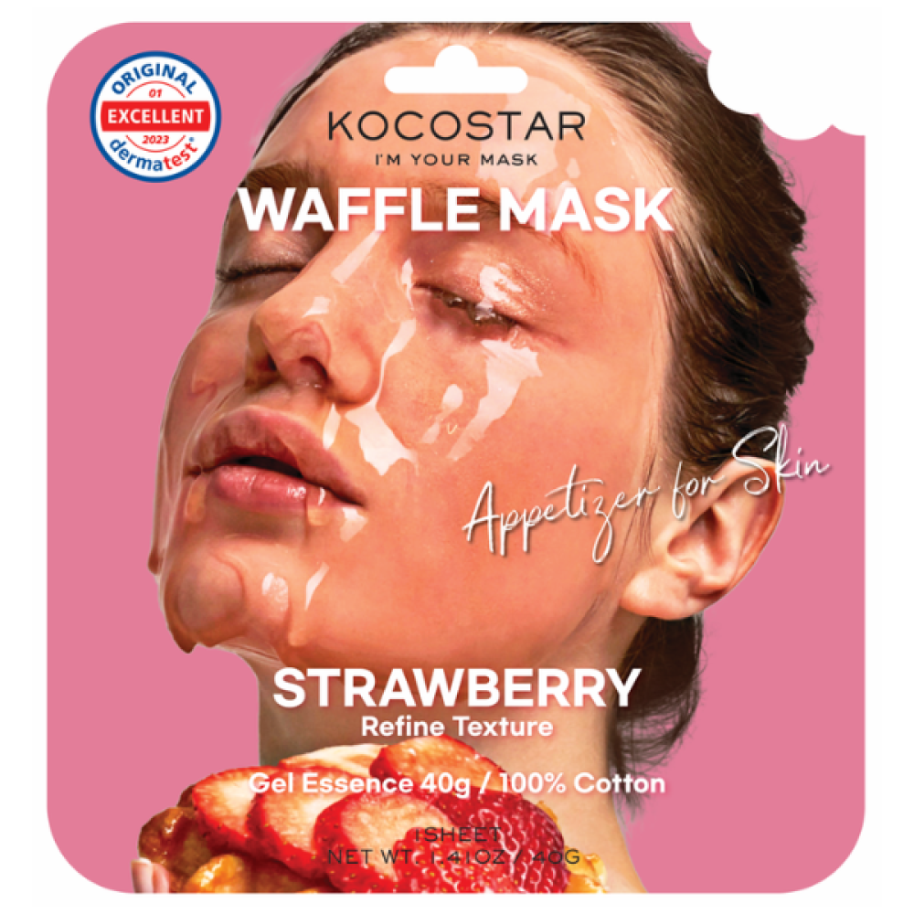 Kocostar | Waffle Mask Strawberry Εμποτισμένη Mάσκα Καθαρισμού & Λάμψης για Λιπαρές Επιδερμίδες | 40g