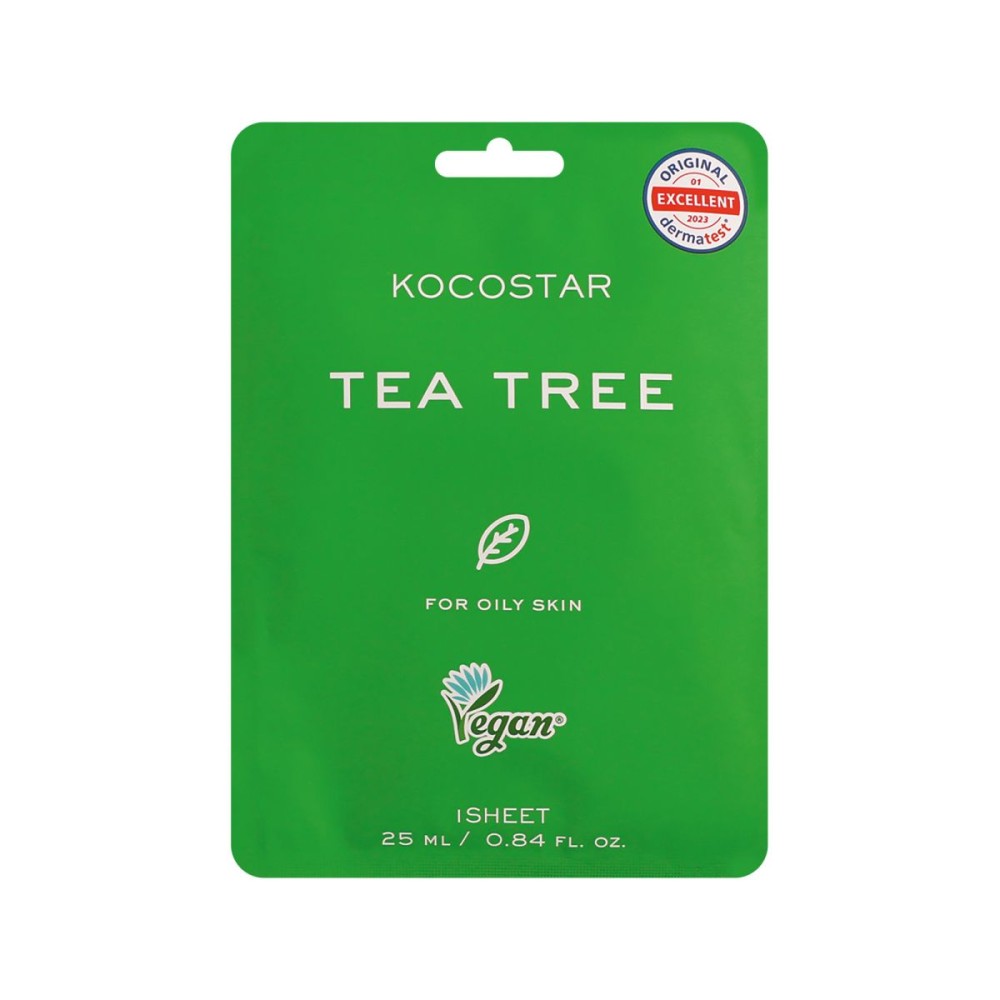 Kocostar | Tea Tree Sheet Mask Εμποτισμένη Μάσκα Προσώπου για Τόνωση | 25ml