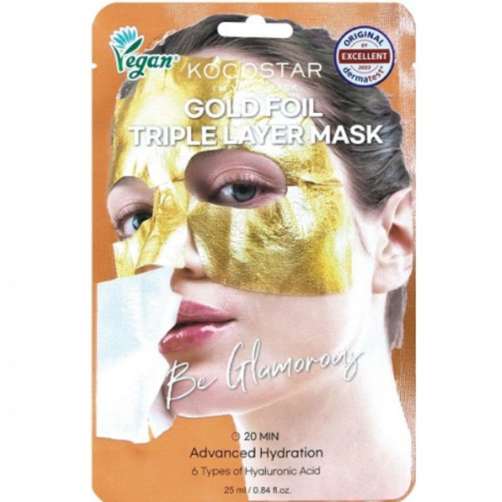 Kocostar | Premium Gold Foil Triple Layer Mask Μάσκα Προσώπου για Ενυδάτωση | 25ml