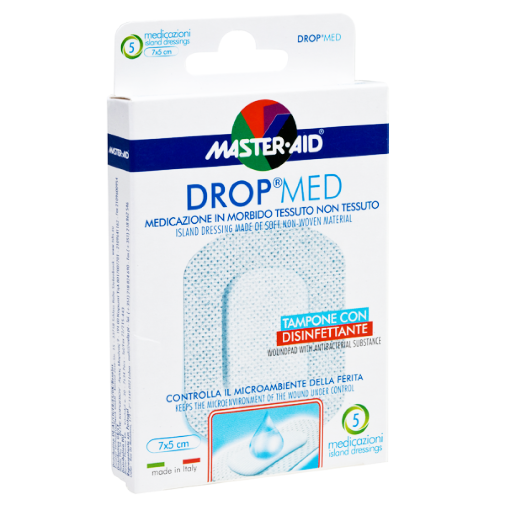 Master Aid | DropMed  | Αυτοκόλλητες  Αντικολλητικές Γάζες  |1 Μέγεθος | 5 τμχ