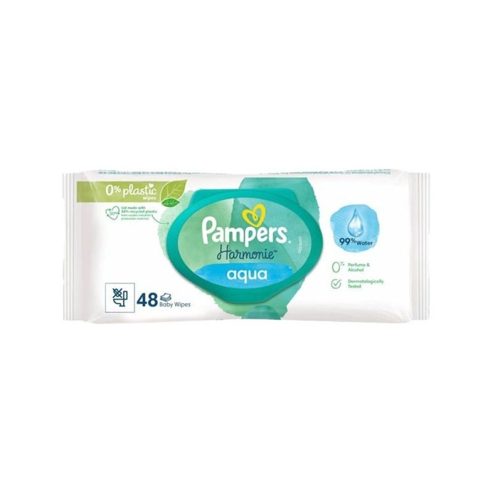 Pampers | Harmonie Aqua Μωρομάντηλα | 48τμχ