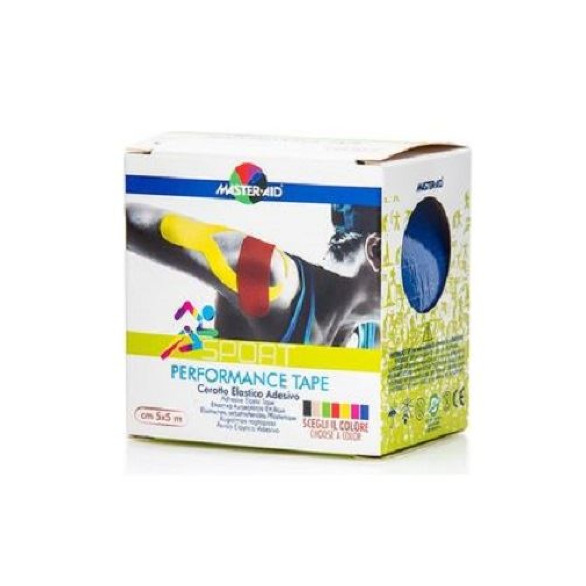 Master Aid | Kinesio Sport Performance Tape | Μπλέ  Ελαστικό Αυτοκόλλητο Επίθεμα 5x5cm