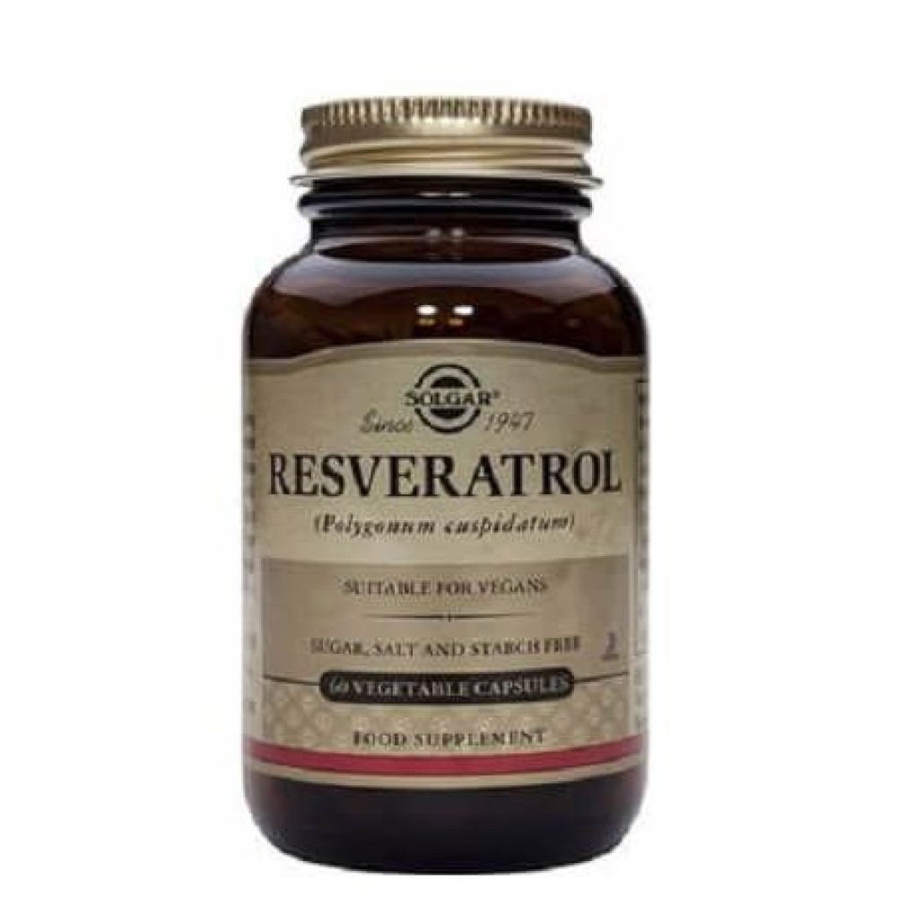 Solgar | Resveratrol 100mg | Συμπλήρωμα Διατροφής για Ενίσχυση του Καρδειαγγειακού Συστήματος | 60caps