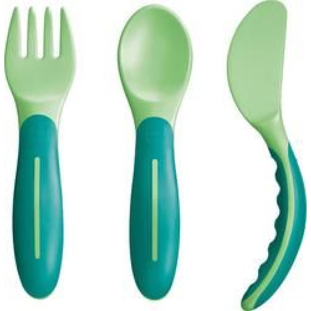 Mam| Baby's Cutlery | Πηρουνάκι, Κουταλάκι & Μαχαιράκι 6m+ Πράσινο|3τμχ