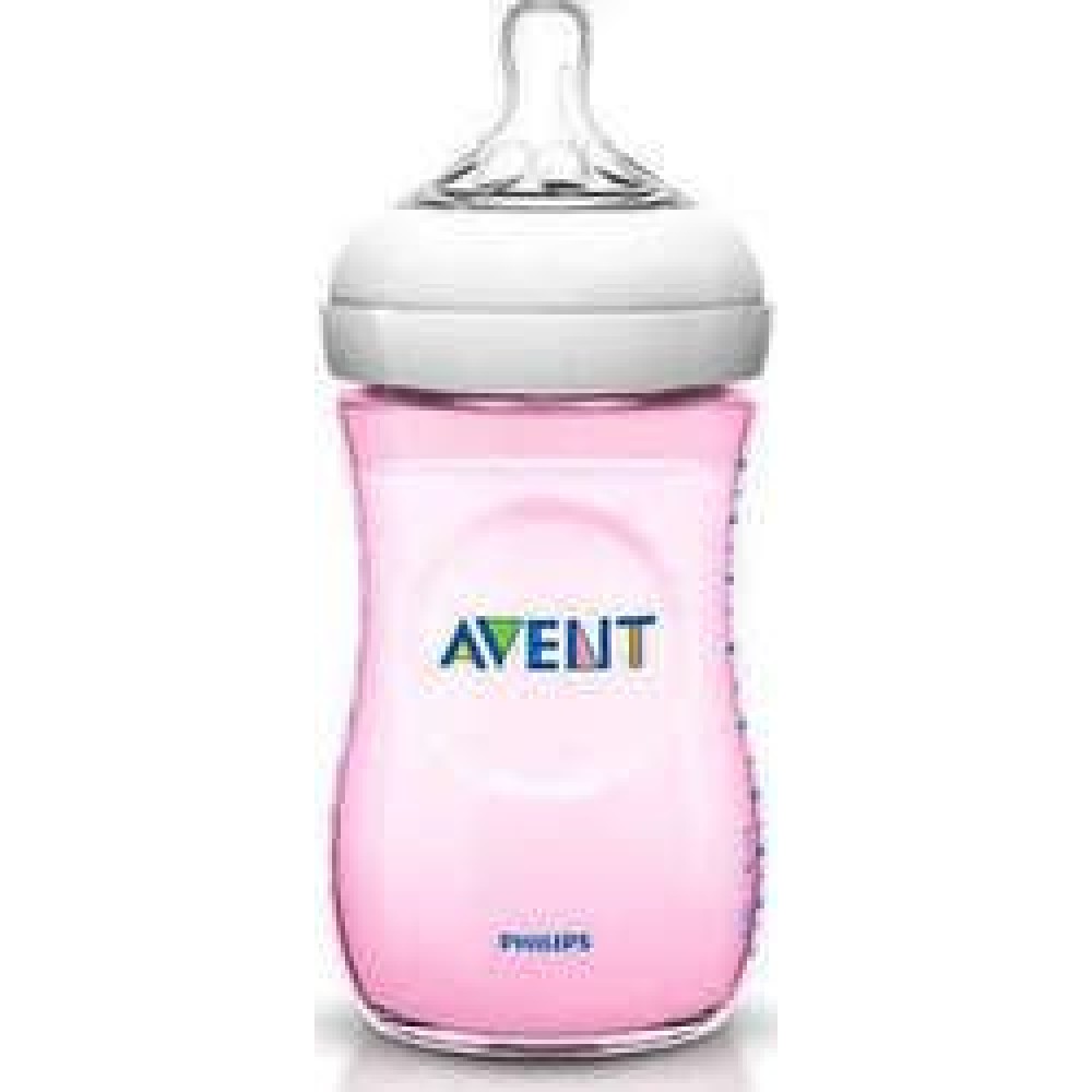 Avent | Natural | Πλαστικό Μπιμπερό Ροζ με Θηλή Αργής Ροής 1m+ | 260ml