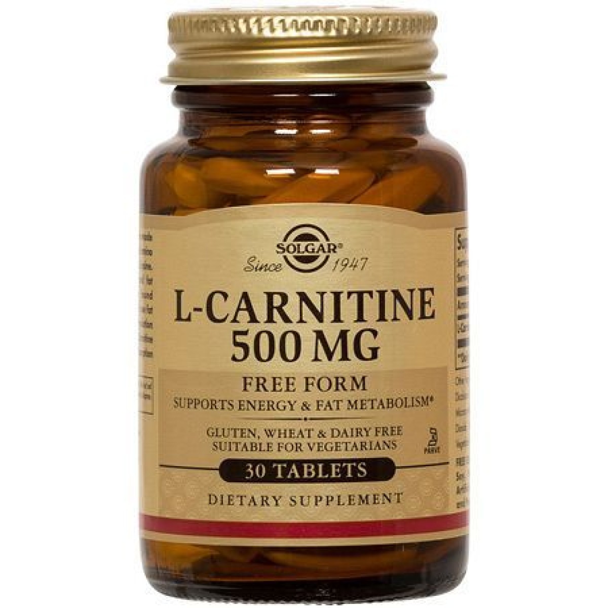 Solgar | L-Carnitine 500mg | Συμπλήρωμα Διατροφής L-Καρνιτίνη | 30tabs