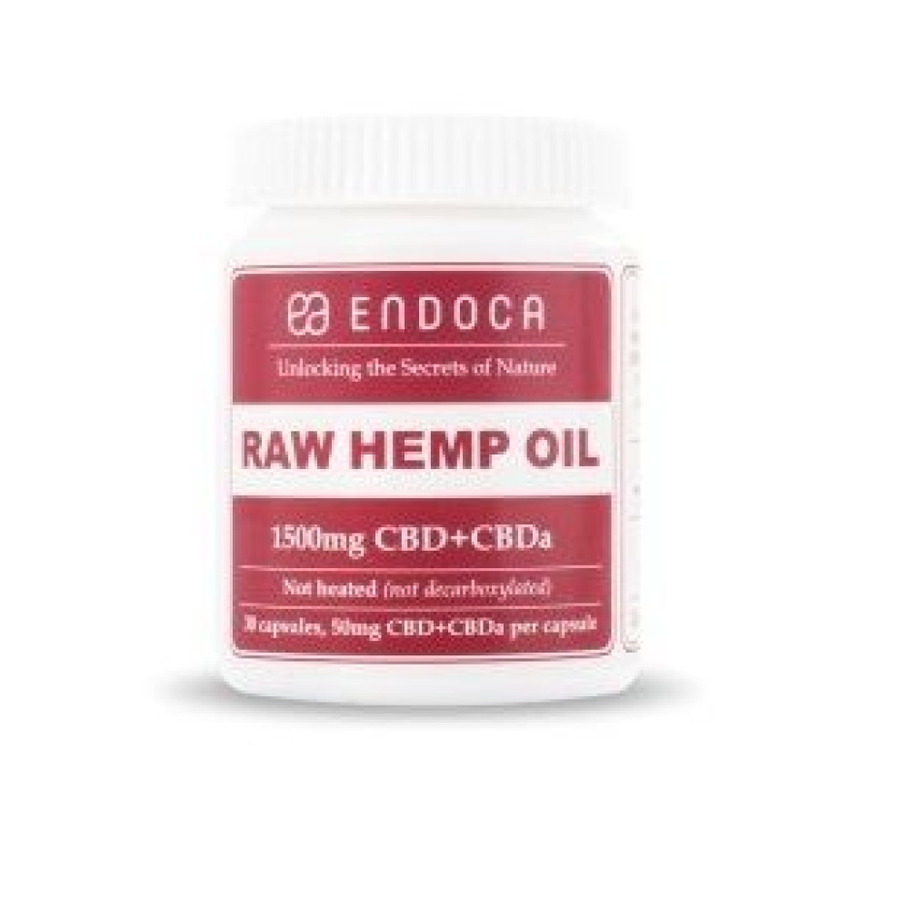 Endoca | Raw Hemp Oil CBD+CBDa | Κάψουλες Ακατέργαστου Ελαίου Κάνναβης 1500mg | 30 caps