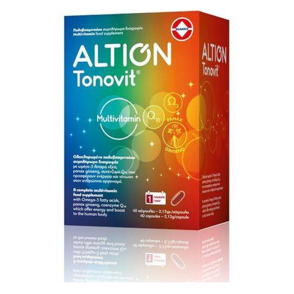 Altion | Tonovit Multivitamin | Πολυβιταμινούχο Συμπλήρωμα Διατροφής με Ω3 & Q10 για Ενέργεια & Τόνωση | 40caps