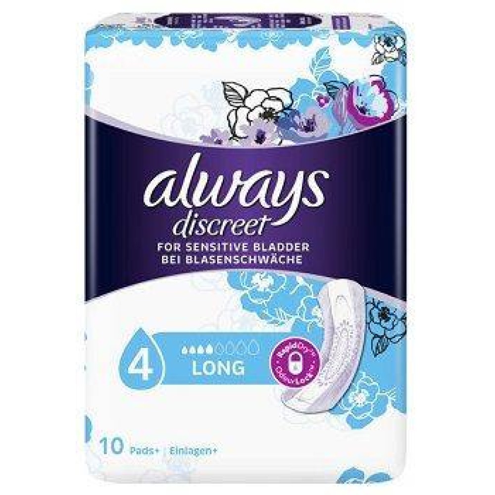 Always | Discreet Long No 4 | Σερβιέτες με Μεγάλη Απορροφητικότητα | 10 τμχ