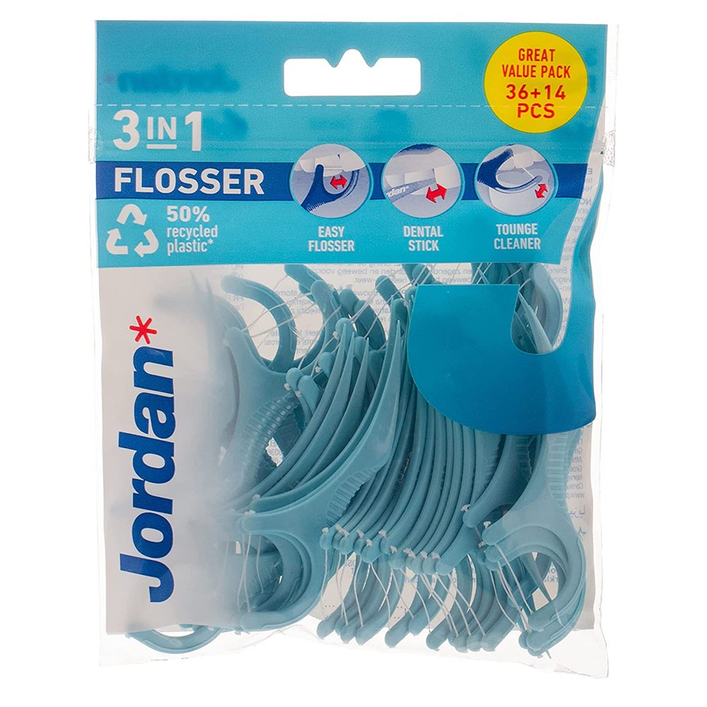 Jordan | 3 in 1 Flosser-Οδοντικό Νήμα 36τεμάχια και 14 τεμάχια Δώρο