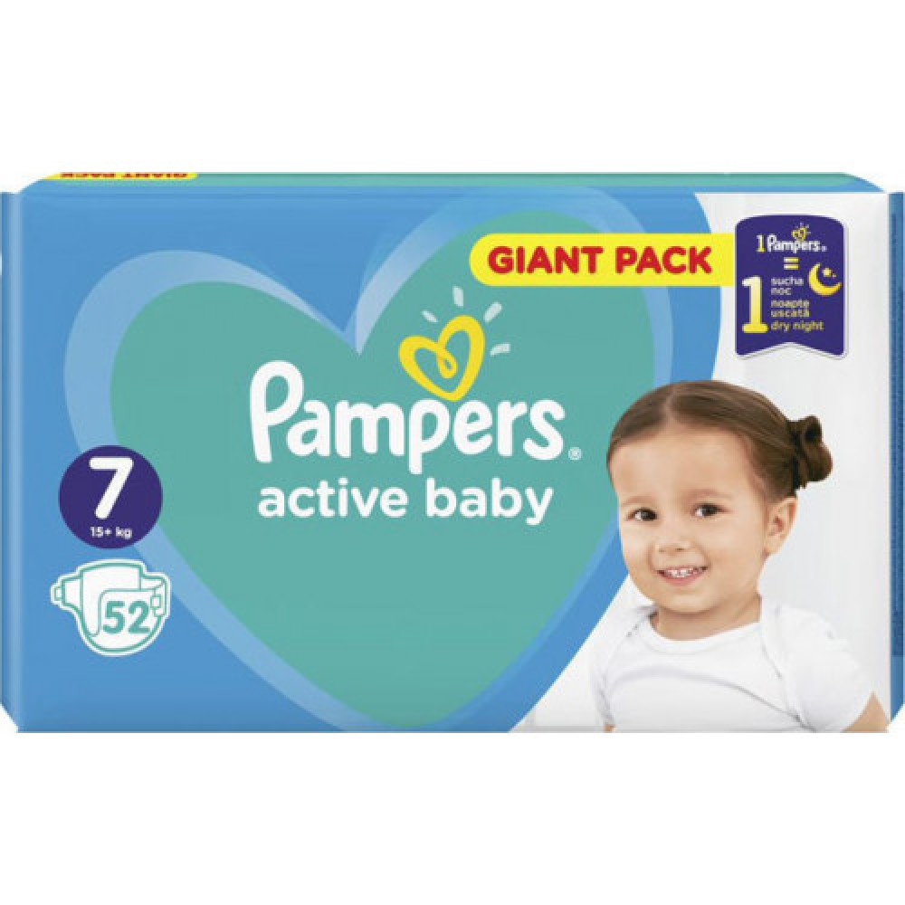 Pampers | Active Baby Giant Pack | Πάνες No.7 (15+kg) | 52τμχ