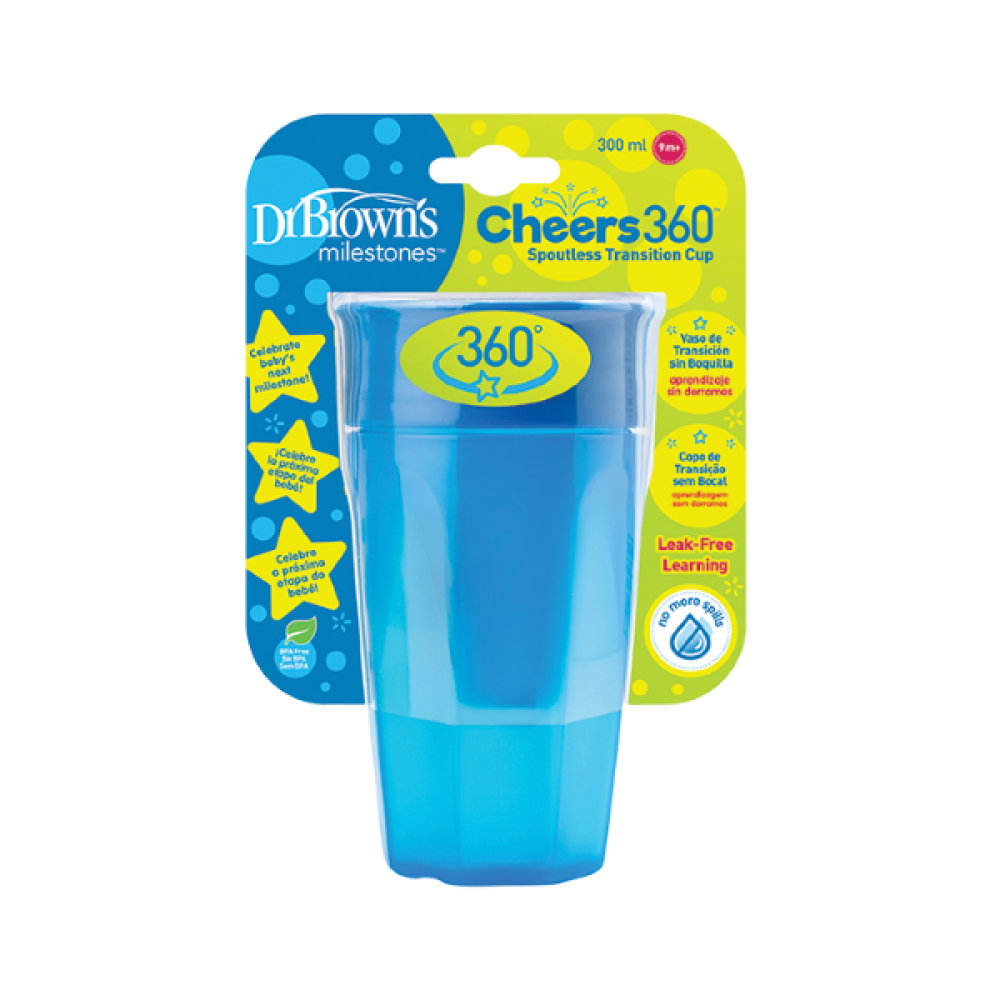 Dr. Brown's | Cheers 360° Κύπελλο χωρίς Λαβές 9+ μηνών | Μπλε | 300ml
