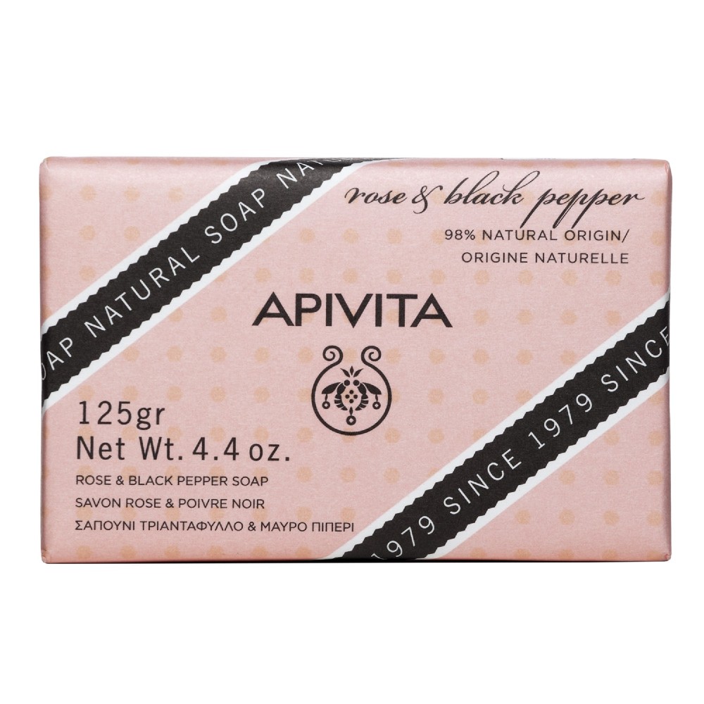 Apivita | Φυσικό Σαπούνι Τριαντάφυλλο & Μαύρο Πιπέρι κατά της Κυτταρίτιδας για Σώμα & Χέρια | 125gr