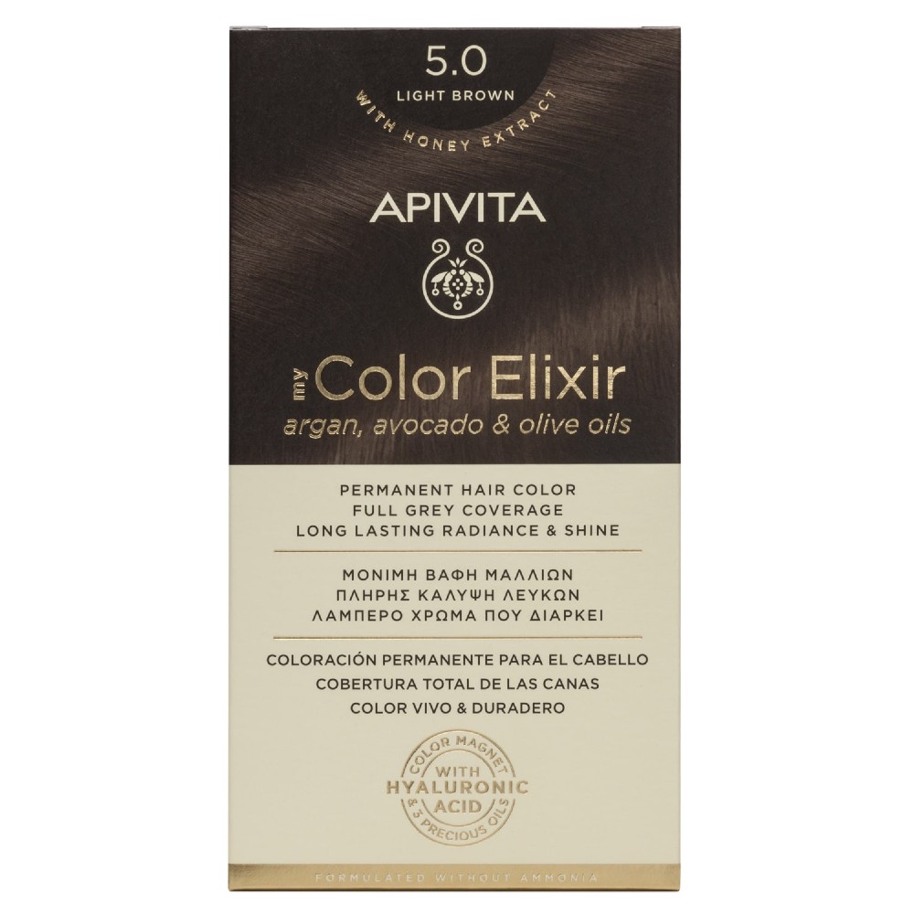 Apivita | My Color Elixir Μόνιμη Βαφή Μαλλιών No 5.0 Καστανό Ανοιχτό | 50ml