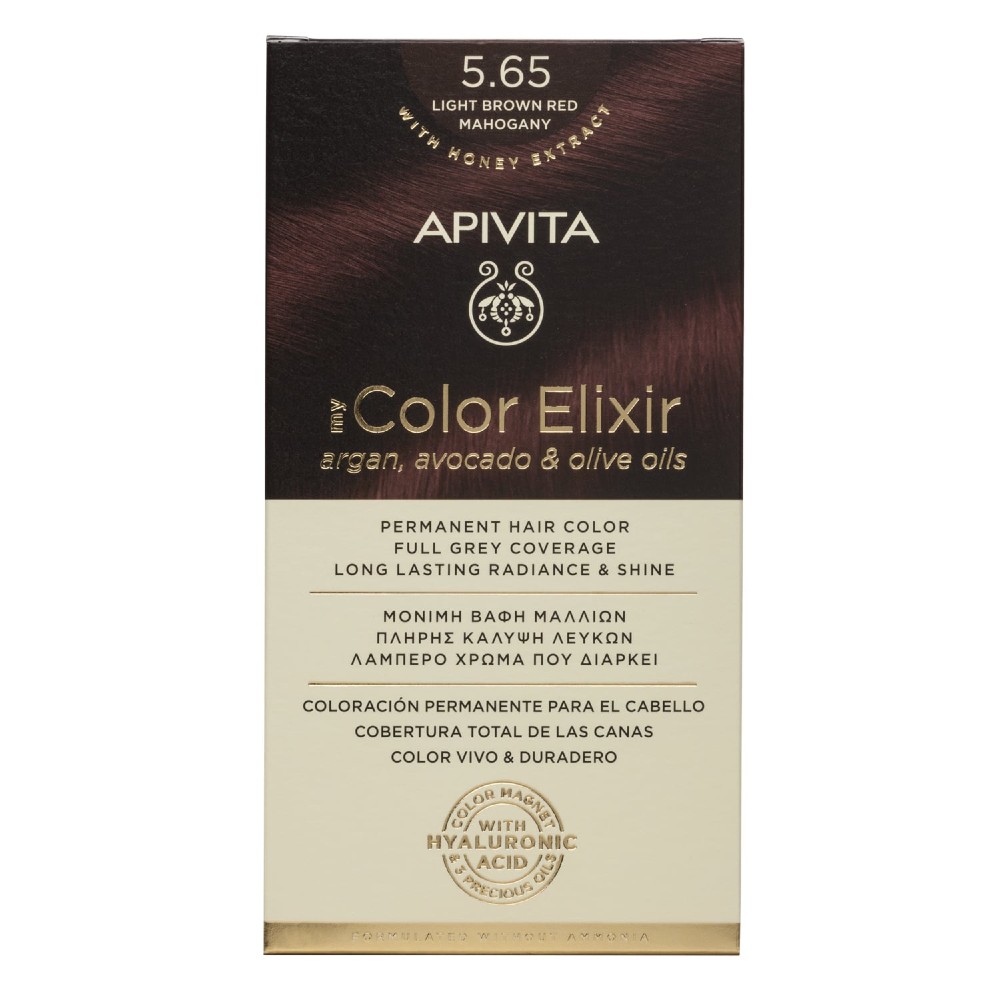 Apivita | My Color Elixir Μόνιμη Βαφή Μαλλιών No 5.65 Καστανό Ανοιχτό Κόκκινο Μαονί | 50ml