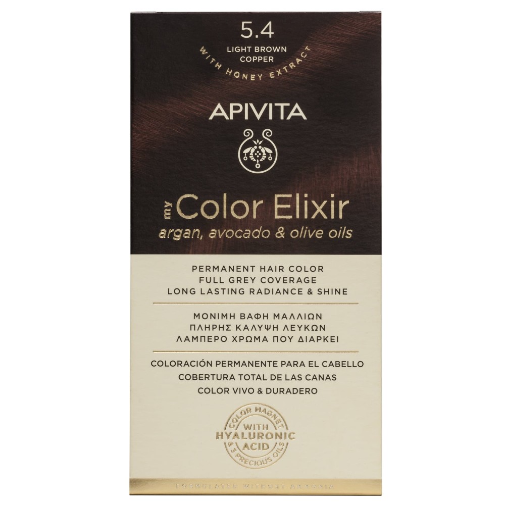 Apivita | My Color Elixir Μόνιμη Βαφή Μαλλιών No 5.4 Καστανό Ανοιχτό Χάλκινο | 50ml