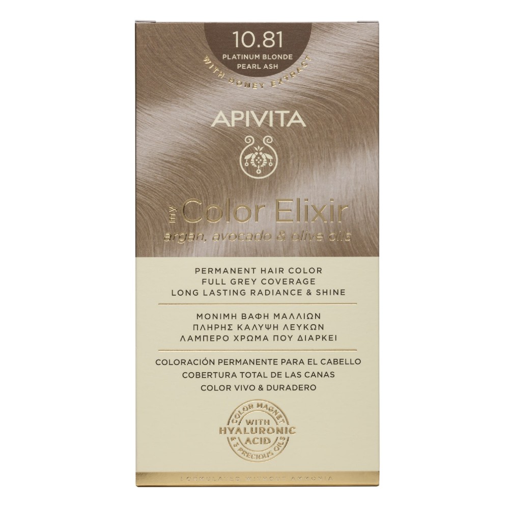 Apivita | My Color Elixir Μόνιμη Βαφή Μαλλιών No 10.81 Κατάξανθο Περλέ Σαντρέ | 50ml