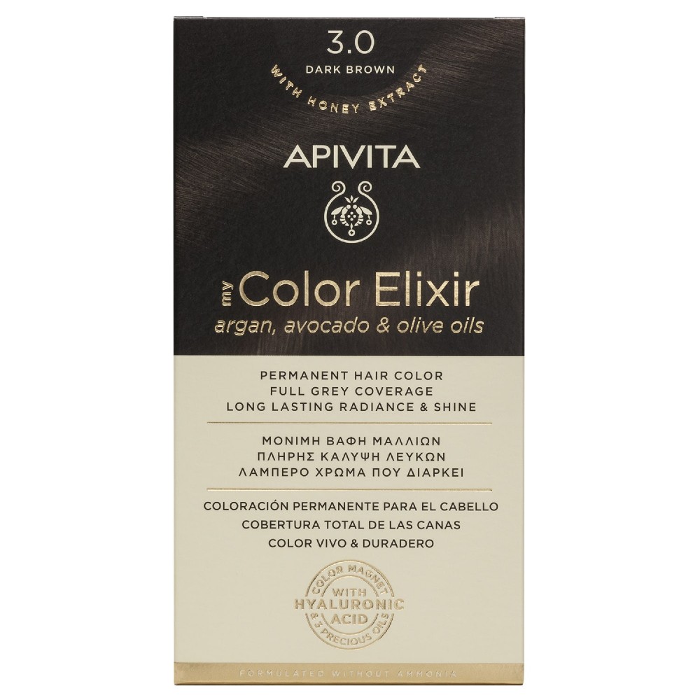 Apivita | My Color Elixir Μόνιμη Βαφή Μαλλιών No 3.0 Καστανό Σκούρο | 50ml