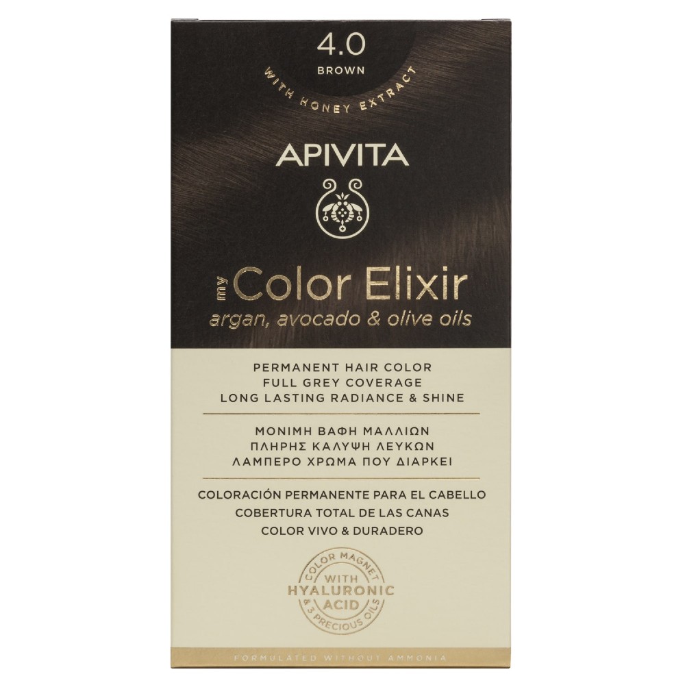 Apivita | My Color Elixir Μόνιμη Βαφή Μαλλιών No 4.0 Φυσικό Καστανό | 50ml