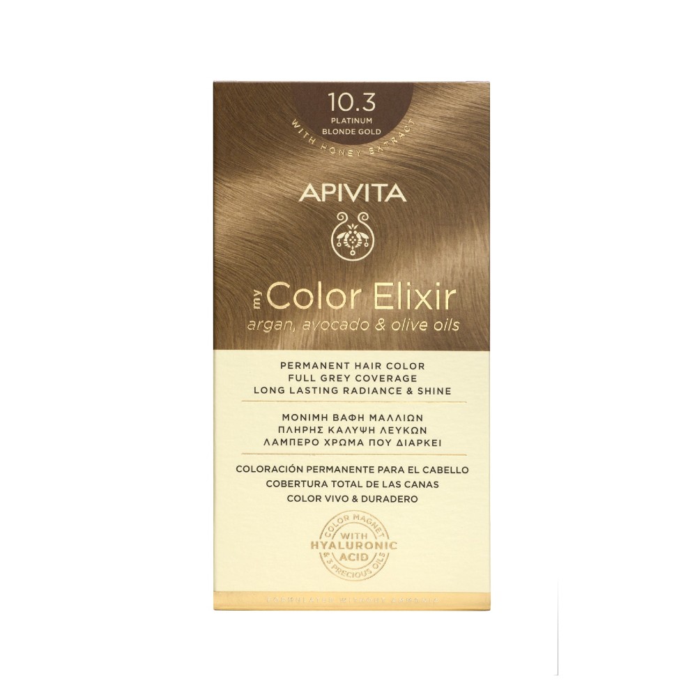 Apivita | My Color Elixir Μόνιμη Βαφή Μαλλιών No 10.3 Κατάξανθο Μελί | 50ml