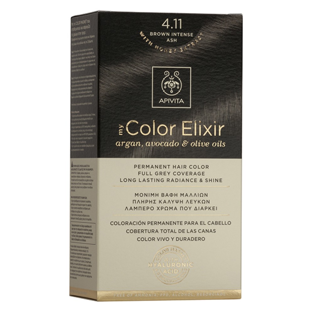 Apivita | My Color Elixir Μόνιμη Βαφή Μαλλιών No 4.11 Καστανό Έντονο Σαντρέ | 50ml